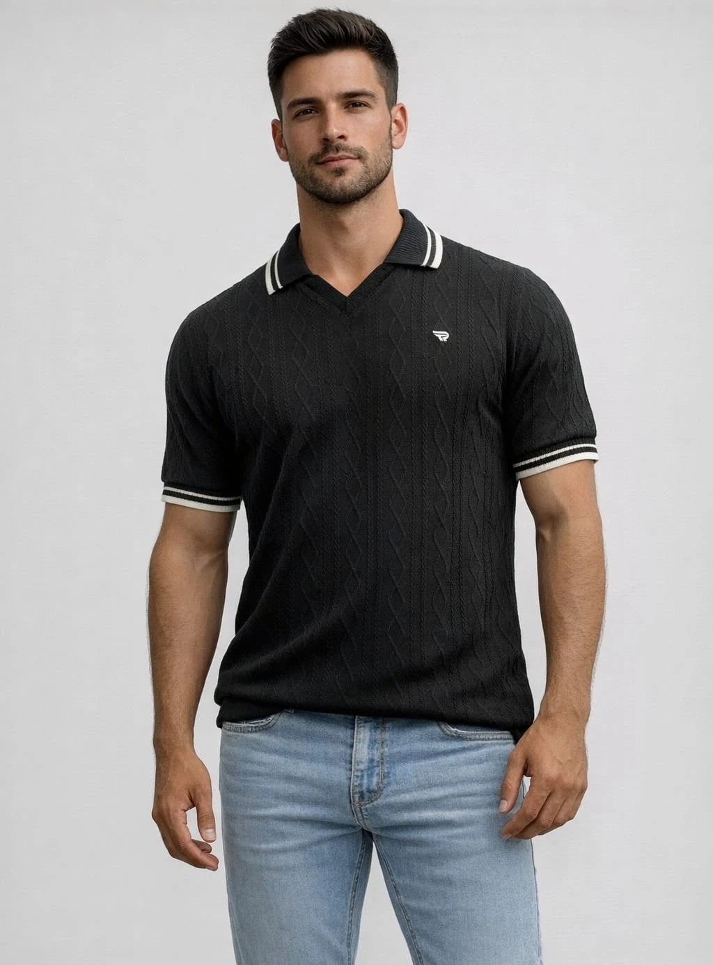 Black Premium Knitted Polo