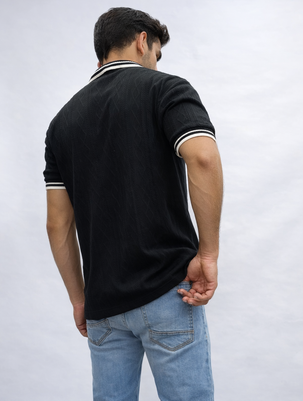 Black Premium Knitted Polo